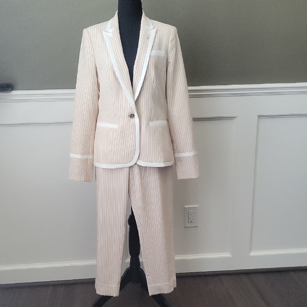 Tommy Hilfiger Beige Striped Suit